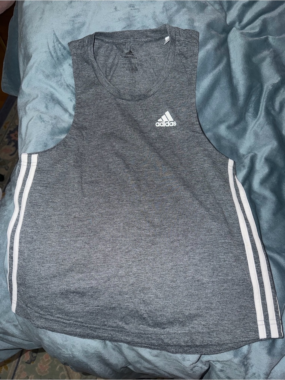 adidas Heather Gray Performance Tank with Subtle Logo